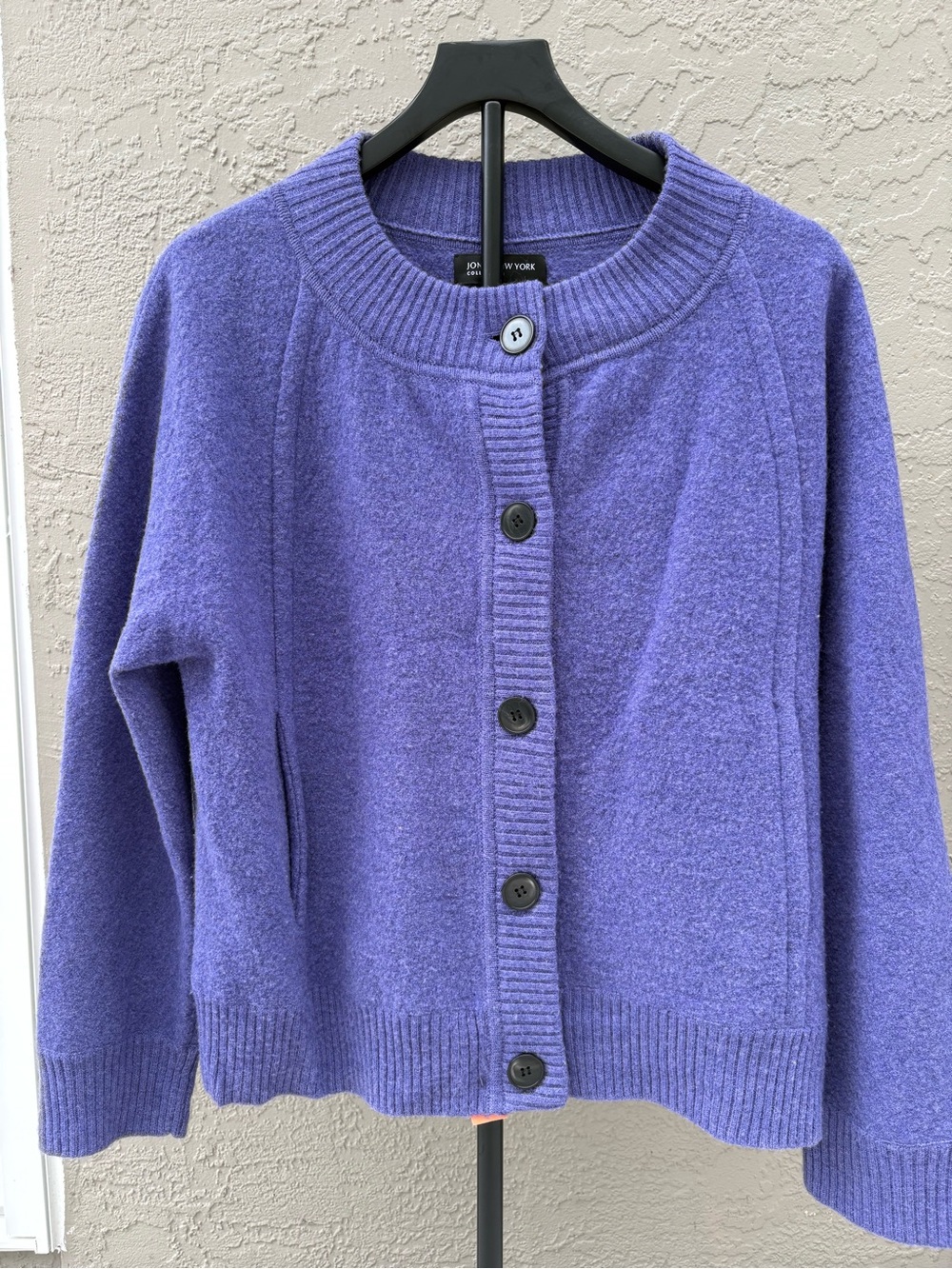 Jones New York Collection Purple 100% Merino Wool Cardigan Sweater XL